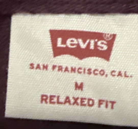NWT Levi’s Pullover Hoodie Relaxed Fit Maroon Graphic Print Men’s Size M. F1