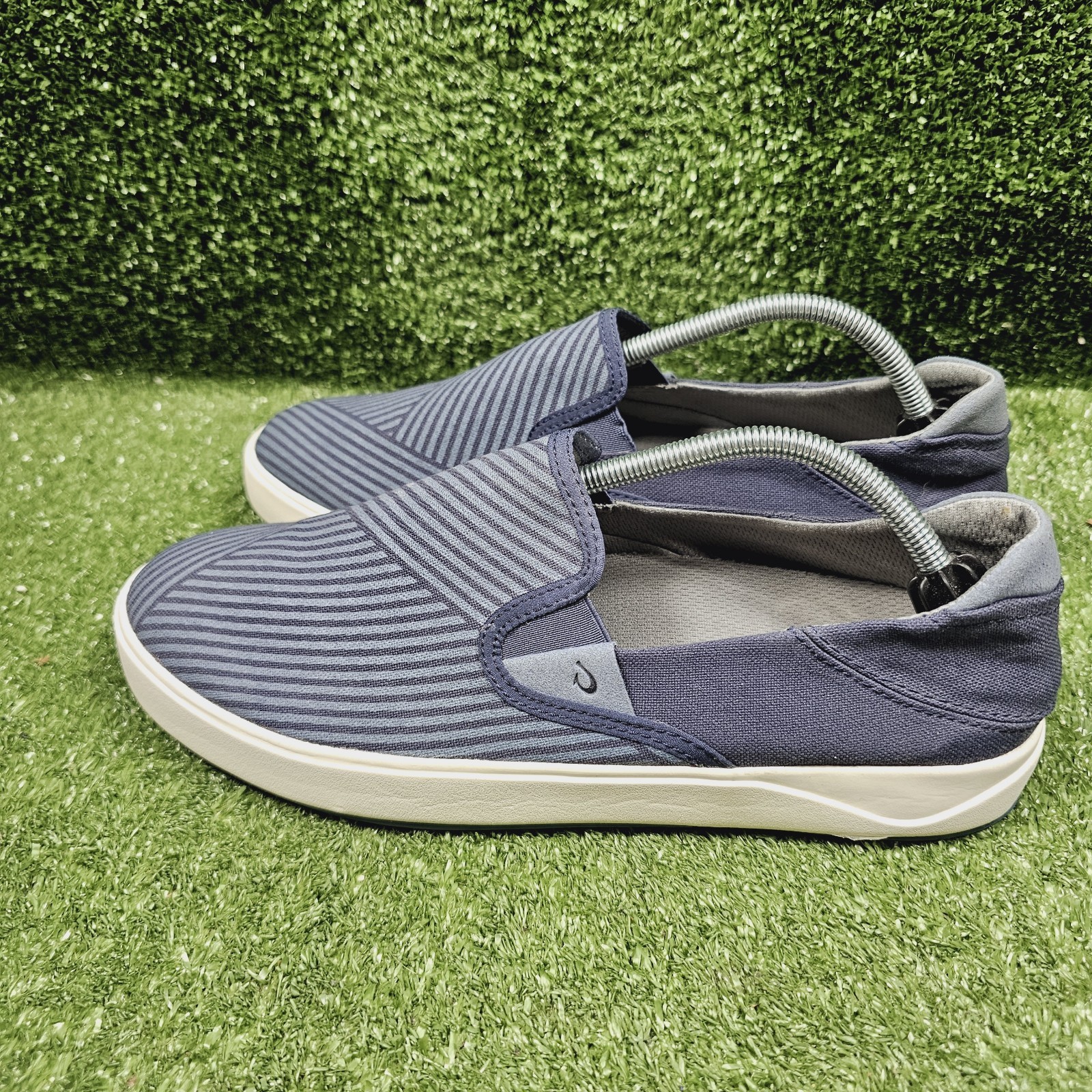 OluKai Lae’ahi Lole Blue Canvas Drop Heel Slip On Comfort Loafers Mens 10.5
