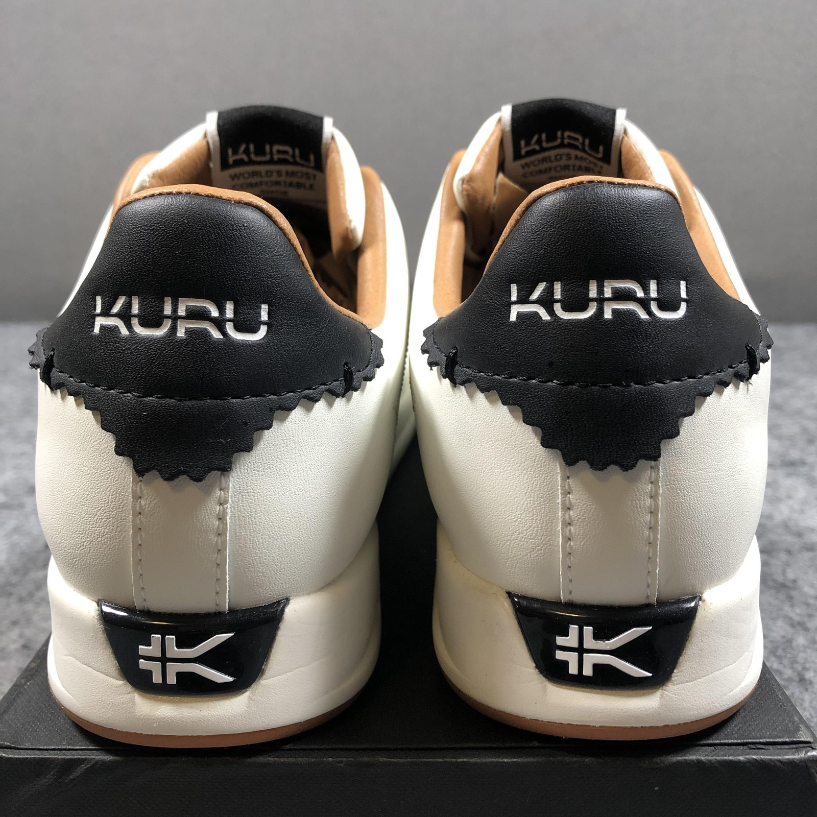 KURU Shoes Mens Size 7.5 White Leather Low Top Lace Up Casual Comfort Sneakers