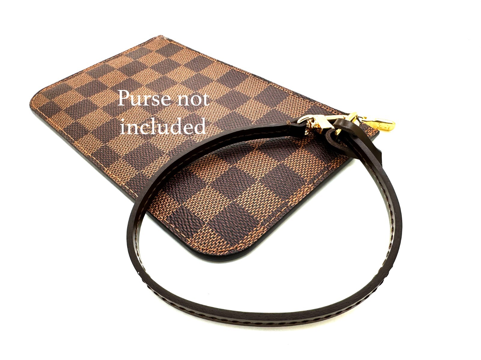 Vachetta Short Leather Wrislet handle strap wrist for Neverfull Pouch one clip