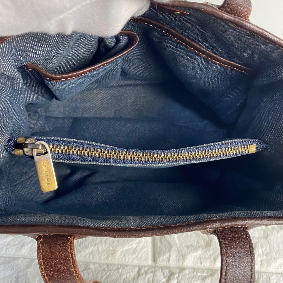 CELINE Mini handbag Paris Macadam Denim Triomphe Vintage Auth From Japan