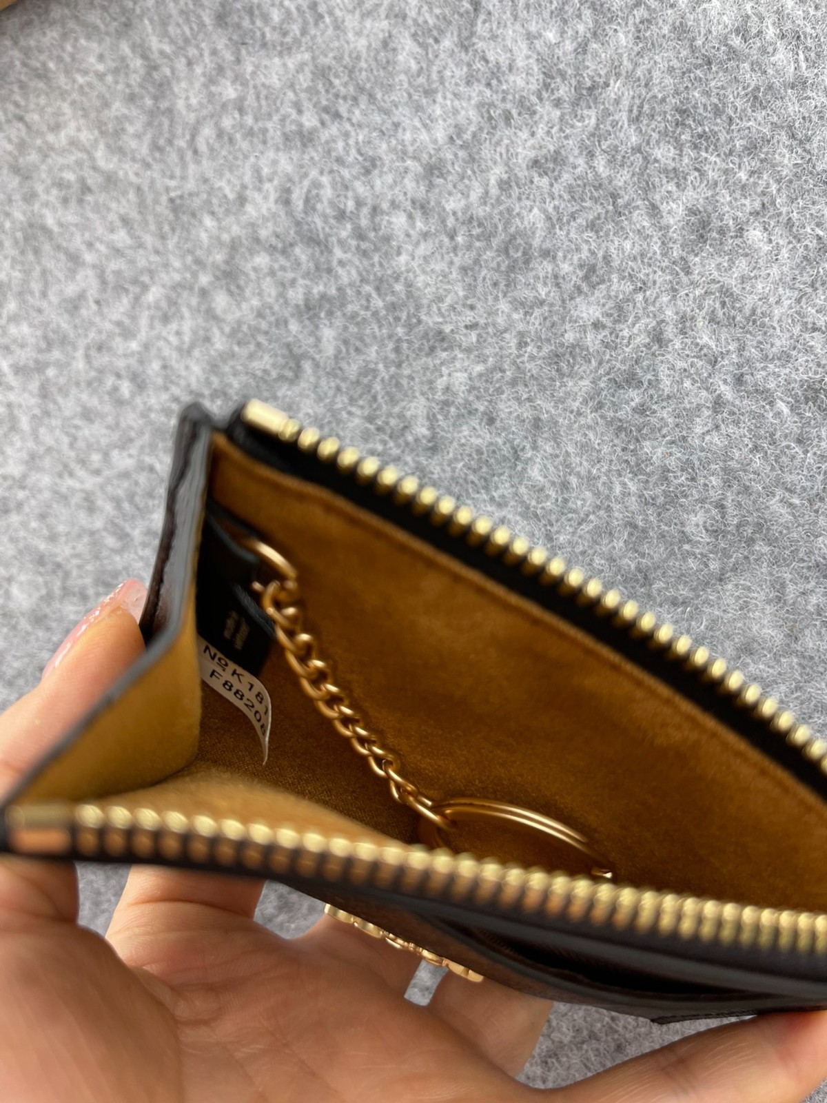 COACH Signature 88208 Mini Skinny Id Case Crossgrain Leather Brown/Black W/Box