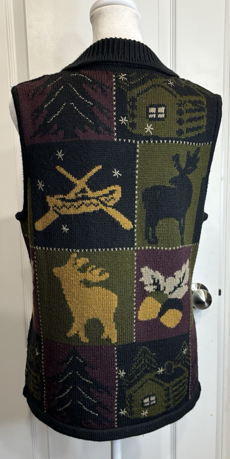 NATURAL REFLECTIONS (VTG) Wool Blend Sweater Vest Med Full Zip Cabincore Nature