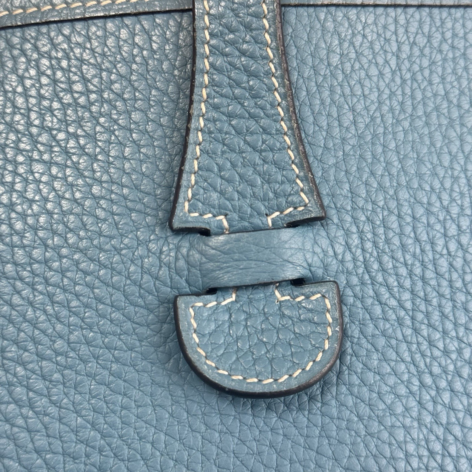 HERMES Evelyne PM Taurillon Clemence Blue Jean Crossbody Bag