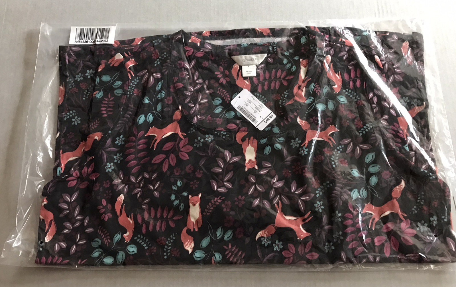 Christopher & Banks Women’s Sz XL All-Over Fox Print Long Sleeve Top NWT $44.95