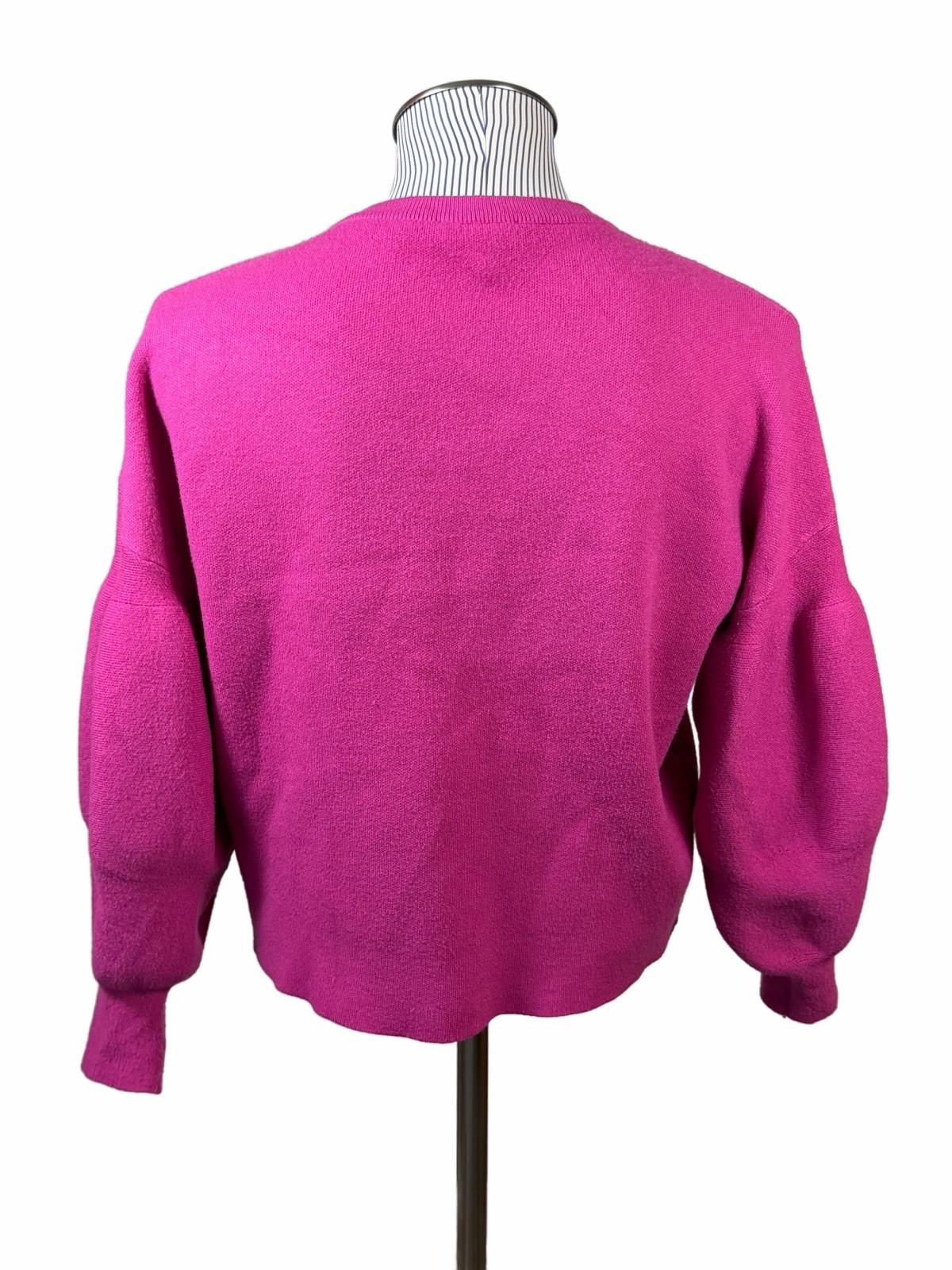 OAT New York Women’s Pink Knit Crewneck Balloon Sleeve Pullover Sweater XS