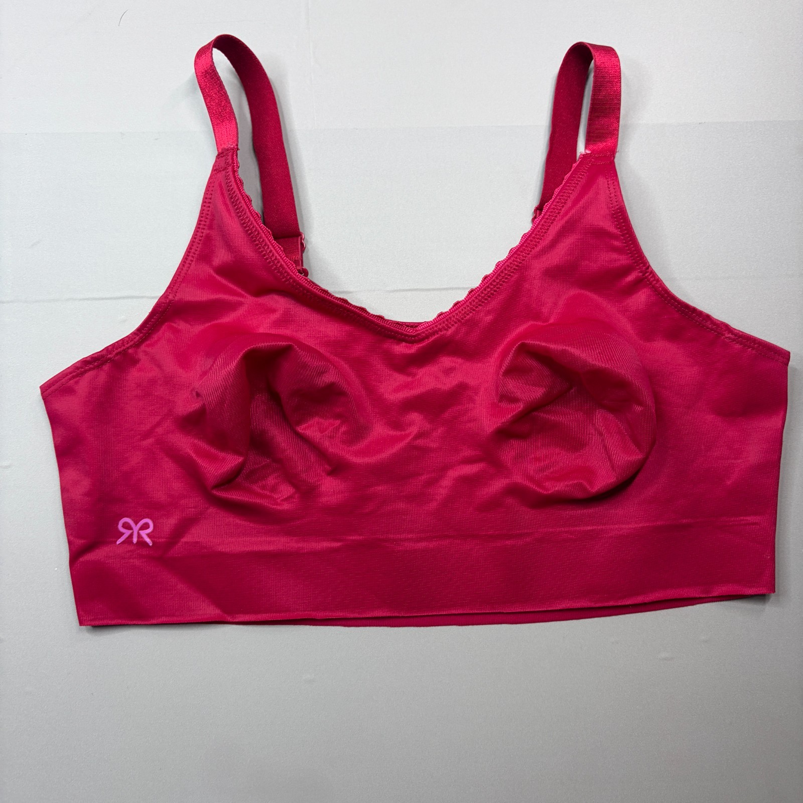 Ruby Ribbon Demiette Bra 36 Heritage 1868 Wireless Convertible Strap Pink/Red