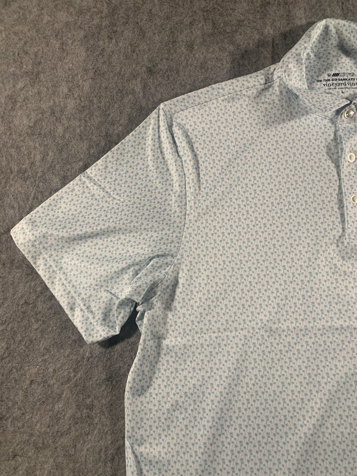 NWT Vineyard Vines Golf Shirt Mens White/Green Palm Tree Printed Sankaty Polo