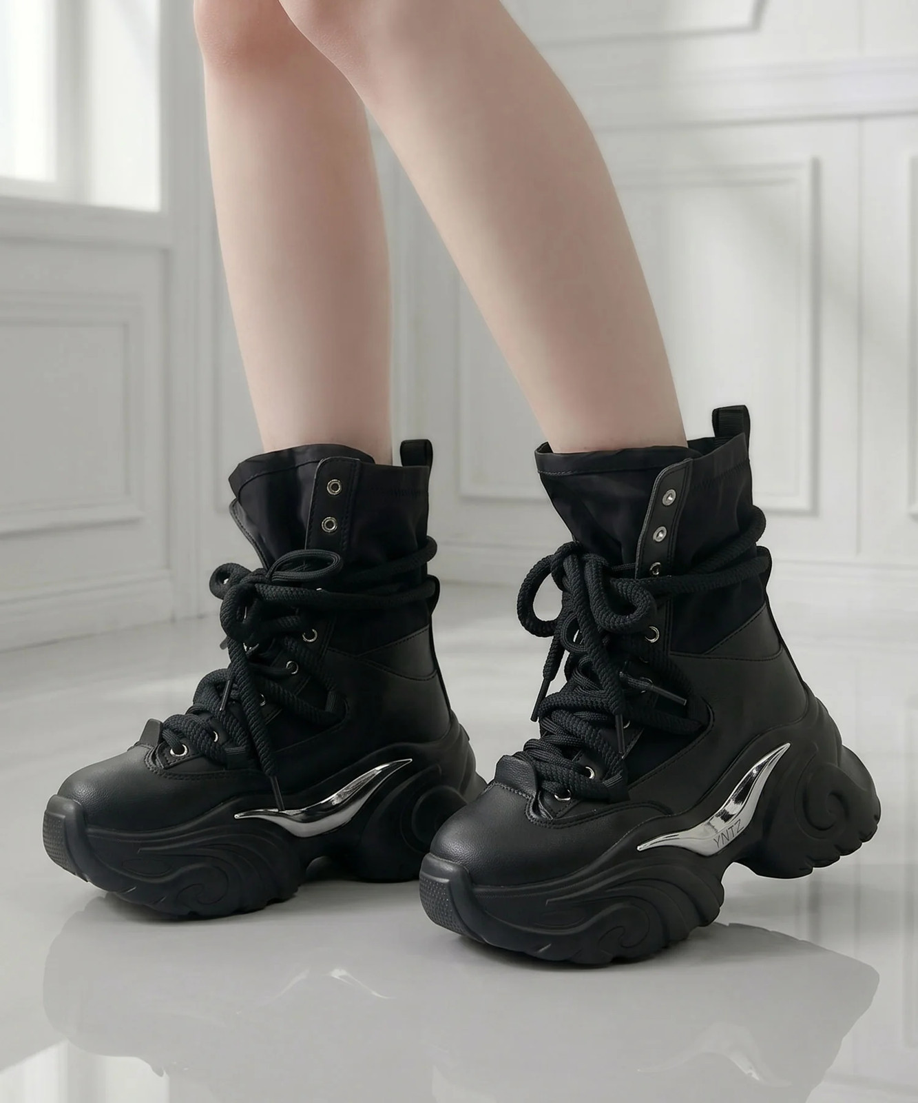Ballet Core Platform Sneaker Shoes ruff High Cut Beautiful Legs Leg Jirai New