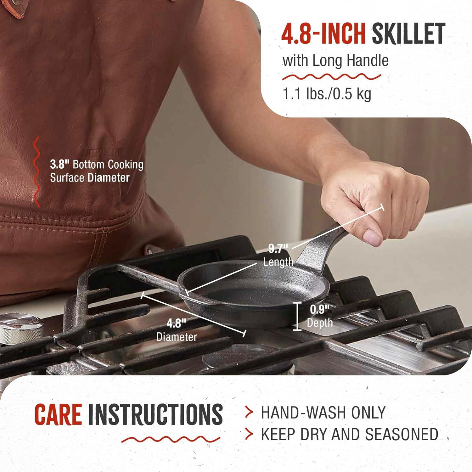 Victoria 4-Inch Cast Iron Skillet, Pre-Seasoned 4.8 Inch, Black