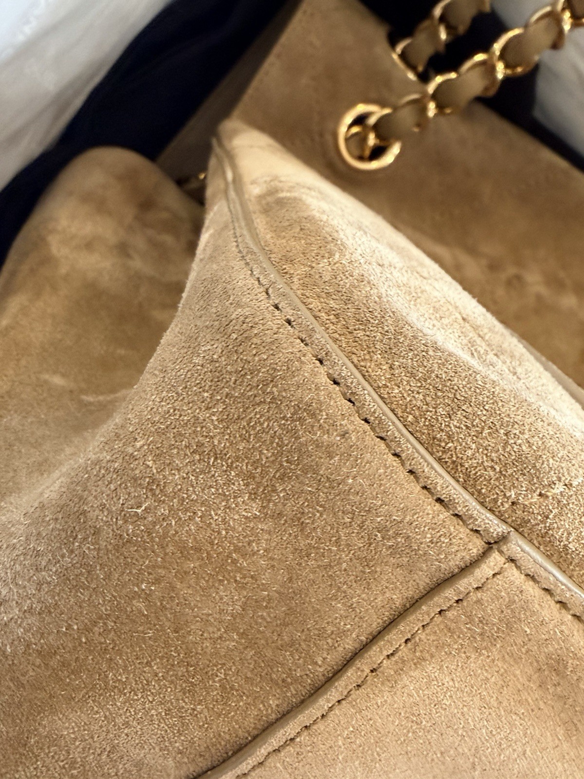 CHANEL Beige Quilted Flap Shoulder Bag Chain Strap Turn Lock Gold HW