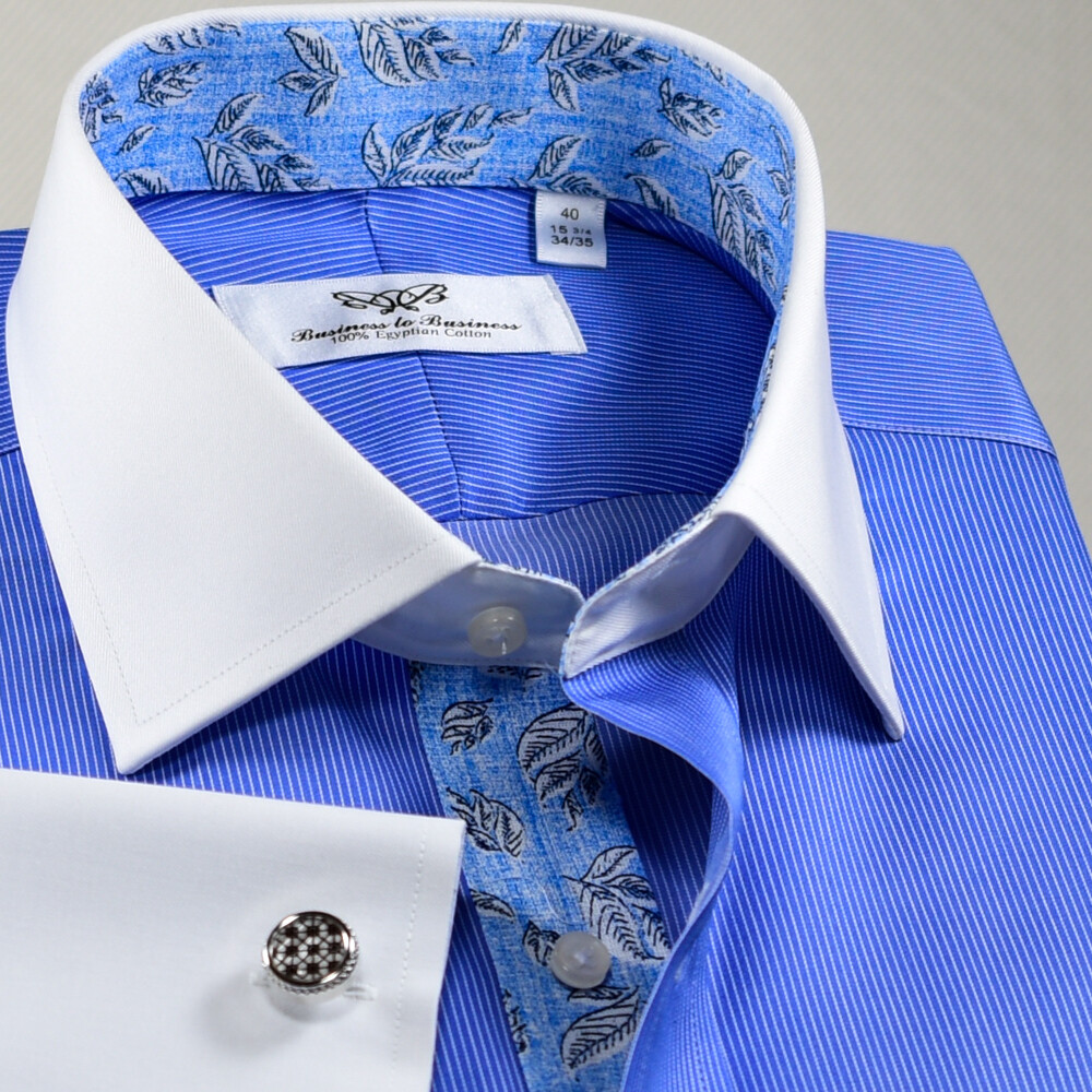 Blue Mini Stripe Formal Business With Romantic Inner Lining Professional Dress