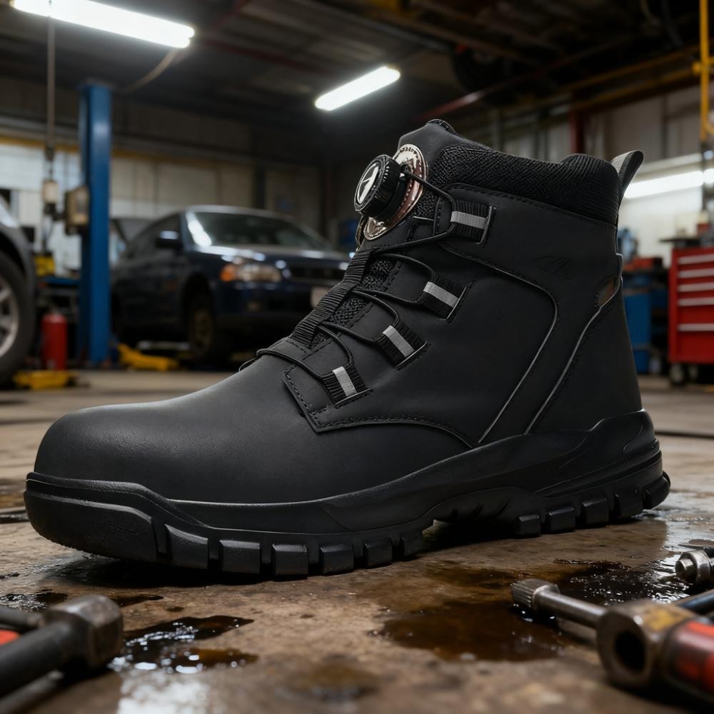 Waterproof Safety Boots Men Rotary Buckle Indestructible Steel Toe Work Boots