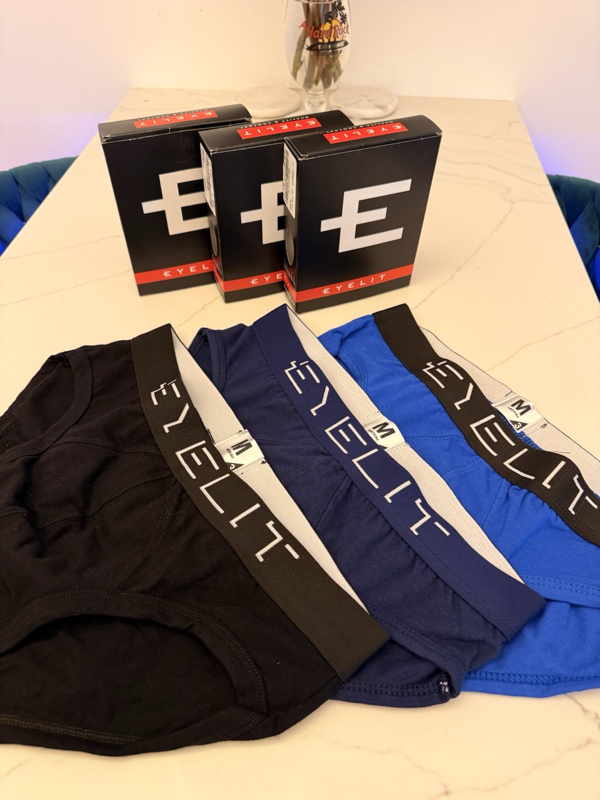 Eyelit Men’s Briefs – 3 Pack – Premium Cotton – Size M – New In Box