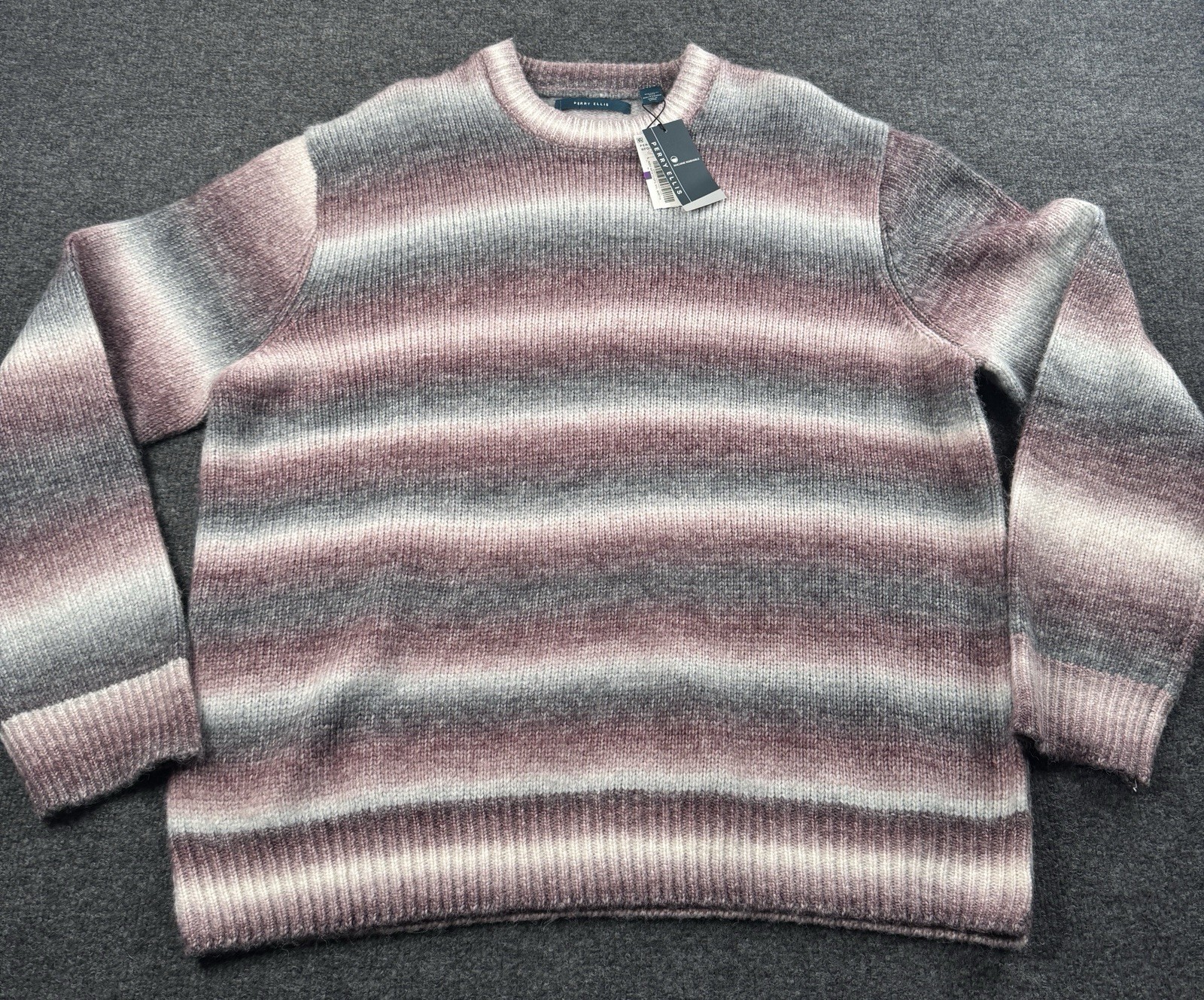 Perry Ellis Mens Sweater Red/Purple Gradient Pullover XXL Acrylic Blend NWT