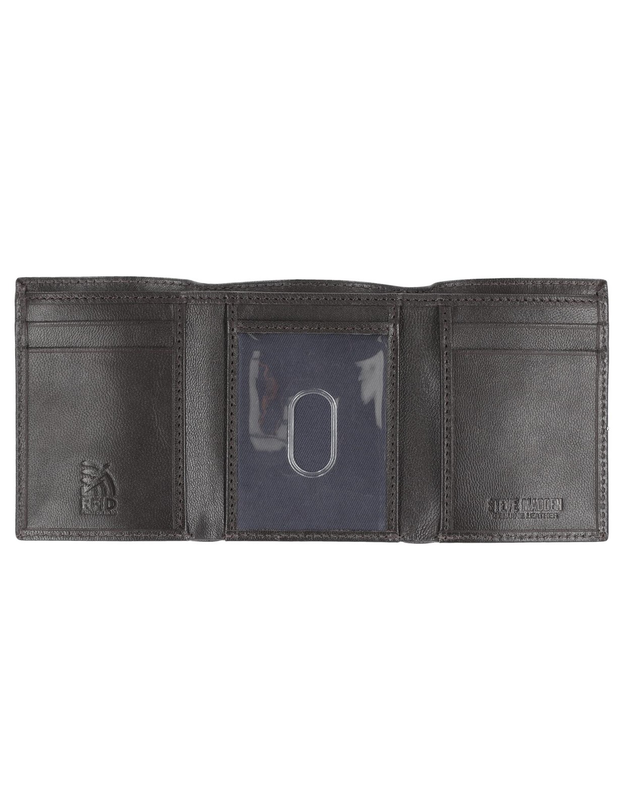 Men’s Rfid Trifold Wallet With Id Window, Brown, One Size