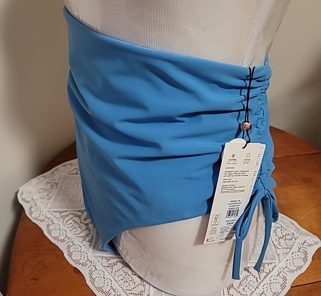Nwt Calia Women’s XXL Swim Ruched Side Tie Tranquil BLUE Bottoms WSA23410SP25