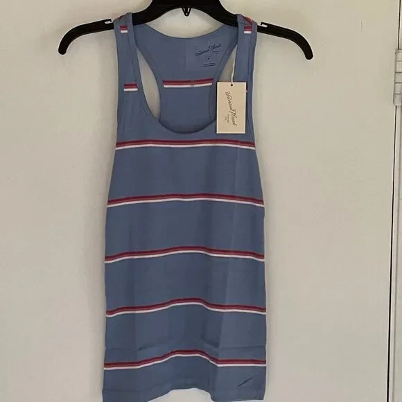 Universal Thread Blue with Stripes Scoop Neck Tank Top Size Medium