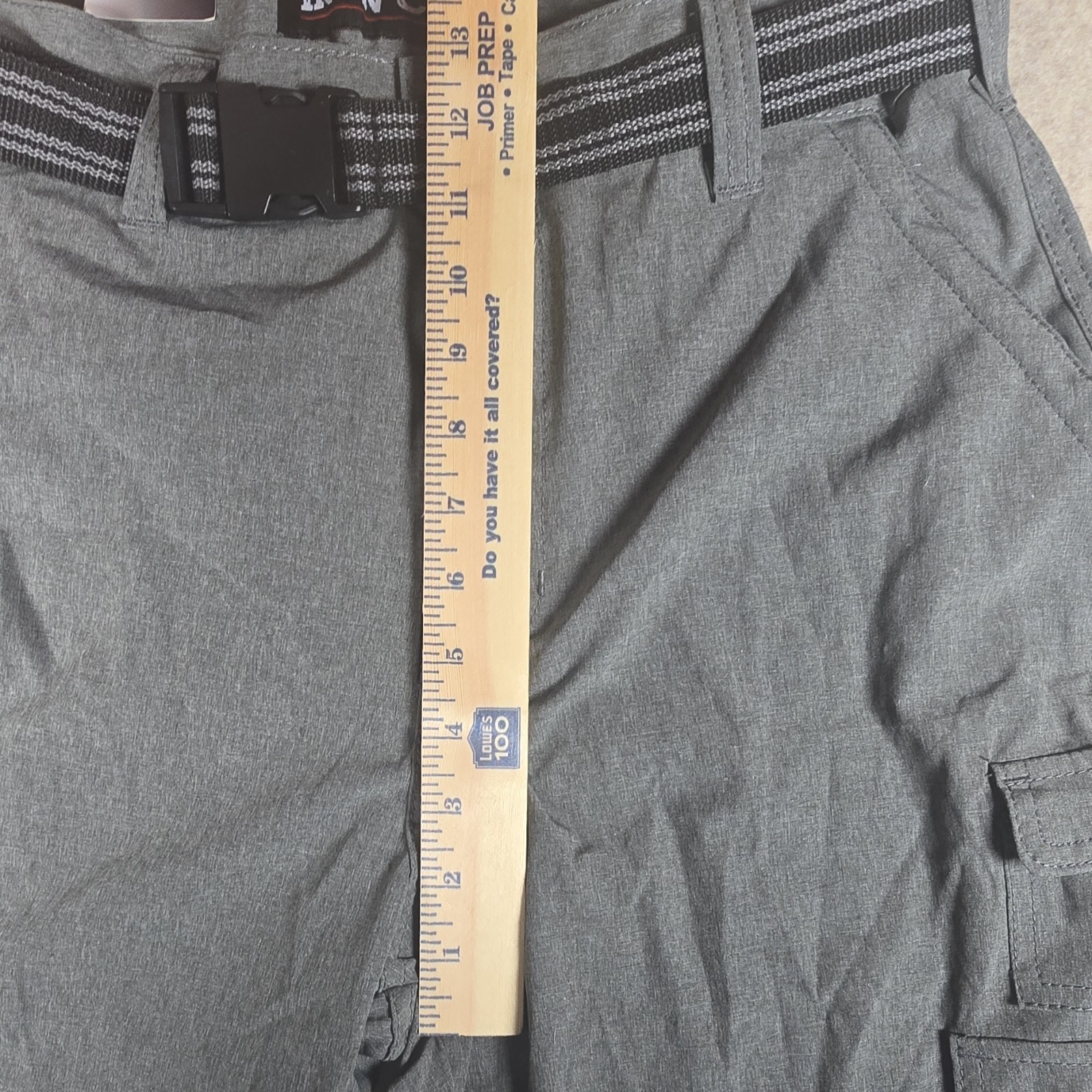 Iron Co. Men’s Hybrid Cargo Shorts Gray Solid Stretch Belted Buckle H427802S