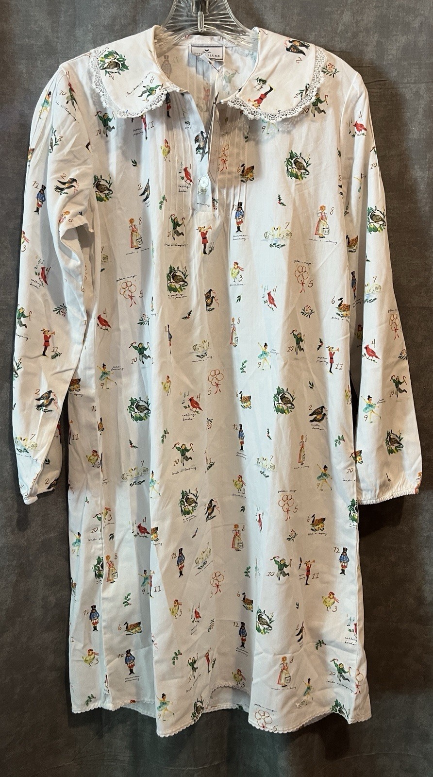 New girl’s size 14 Petite Plume nightgown 12 Days of Christmas white