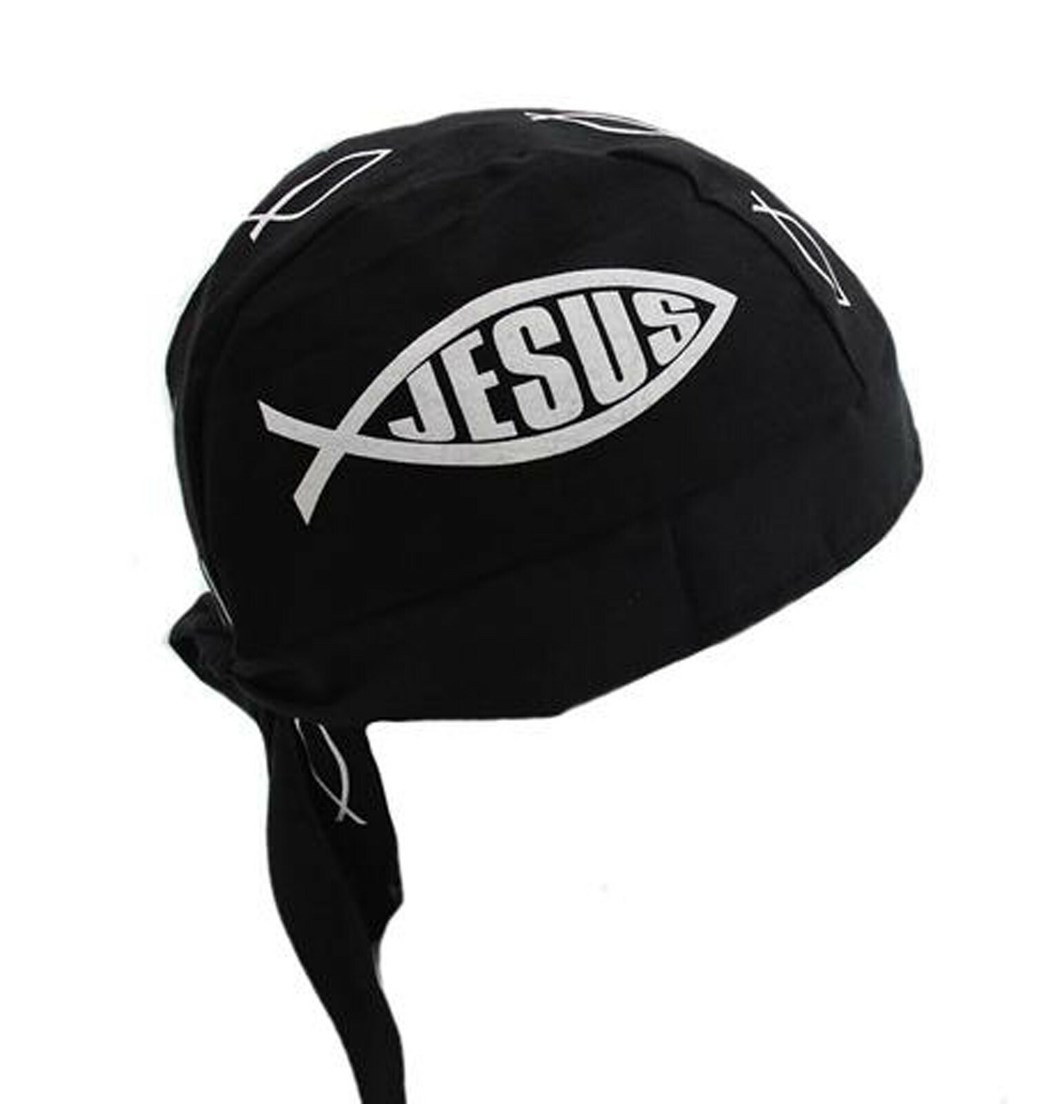 Christian Doo Rag Motorcycle Skull Cap Religious Chemo Bandana Cover Fish Symbol
