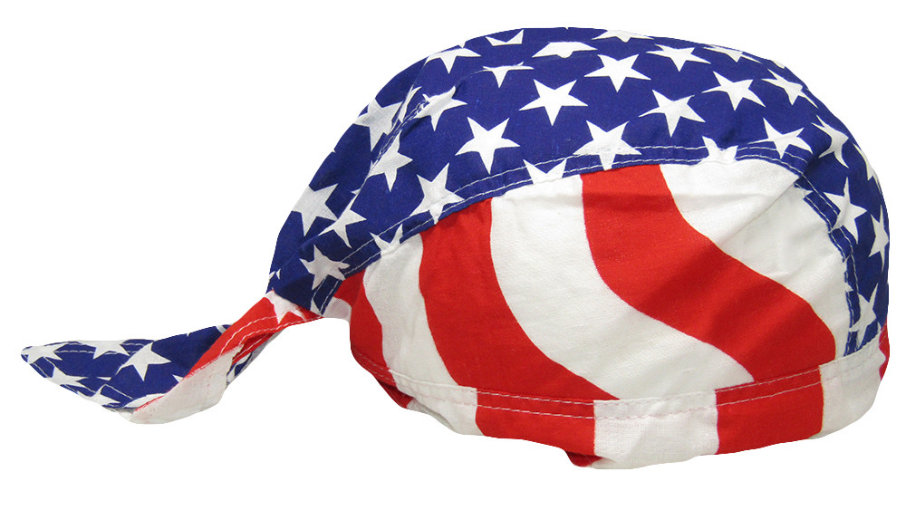 USA Striped With Stars In Middle Printed Do Rag Doo Rag Skull Cap Head Wrap