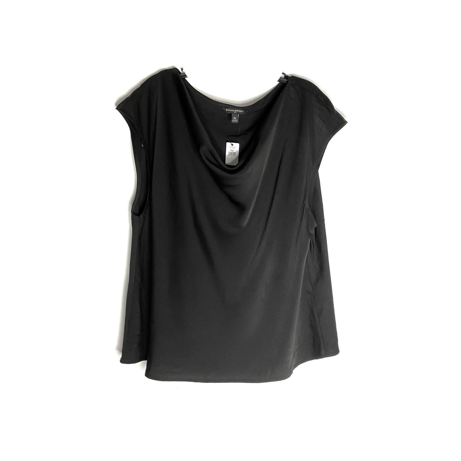 Banana Republic Women’s Black Solid Cowl Neck Cap Sleeve Pullover Blouse XL