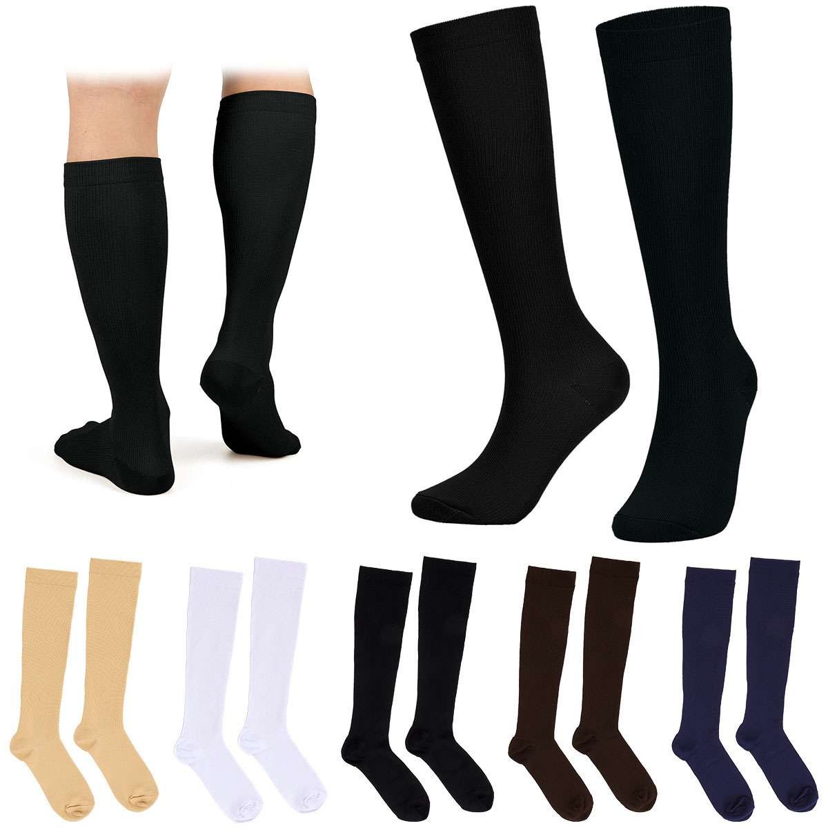 S-4XL Compression Socks 20-30 mmHg Medical Knee High For Women & Men Circulation