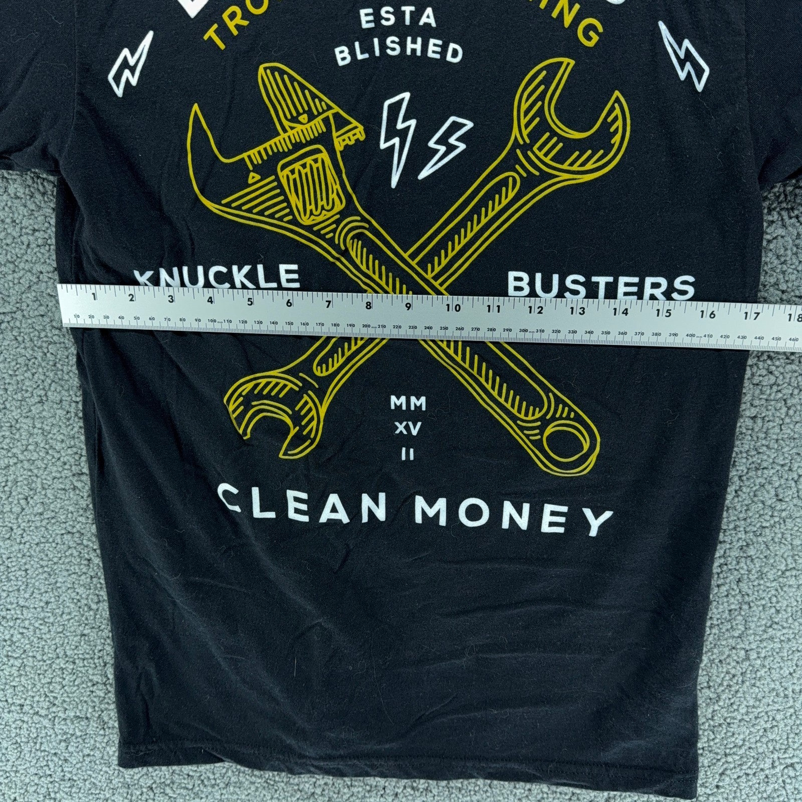 Troll Co T Shirt Mens Small Black Dirty Hands Clean Money Graphic Back Workwear