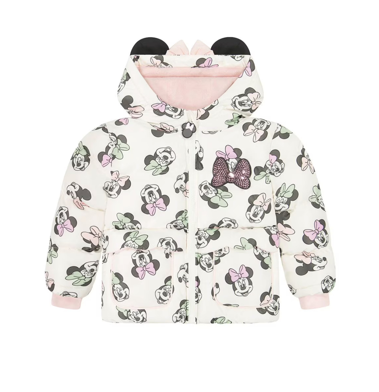 Disney Minnie Mouse Toddler Girls Cozy Sherpa Lined Puffer Jacket many size