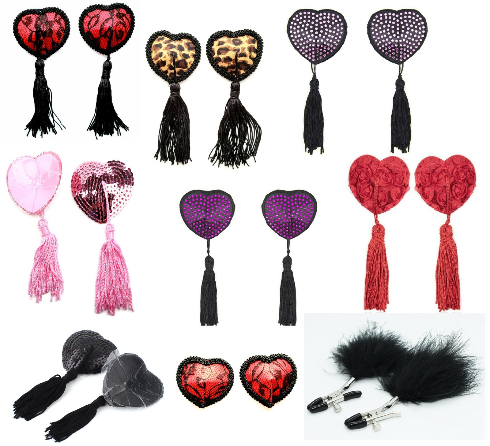 1pc Pasties Breast Bra Stickers Women Sequin Tassel Nipple Cover Adhesive Heart