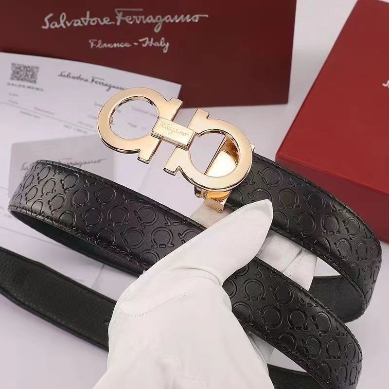 Salvatore Ferragamo Men’s Leather Belt Exquisite Italian Craftsmans Luxury Gift