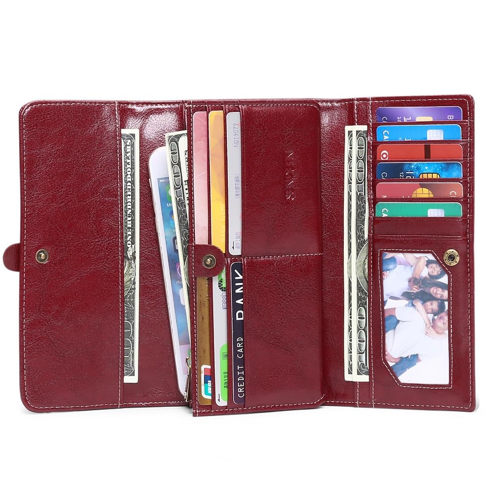 Wallets for Women Leather with RFID Blocking Trifold Credit Card Holder with …