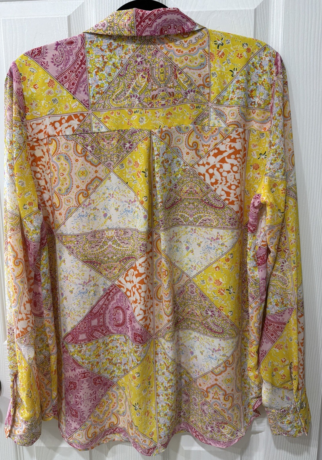 Rose + Olive Top L Pink,Yellow,Orange,Blue, Cream. Long Sleeve Roomy Back Pleat