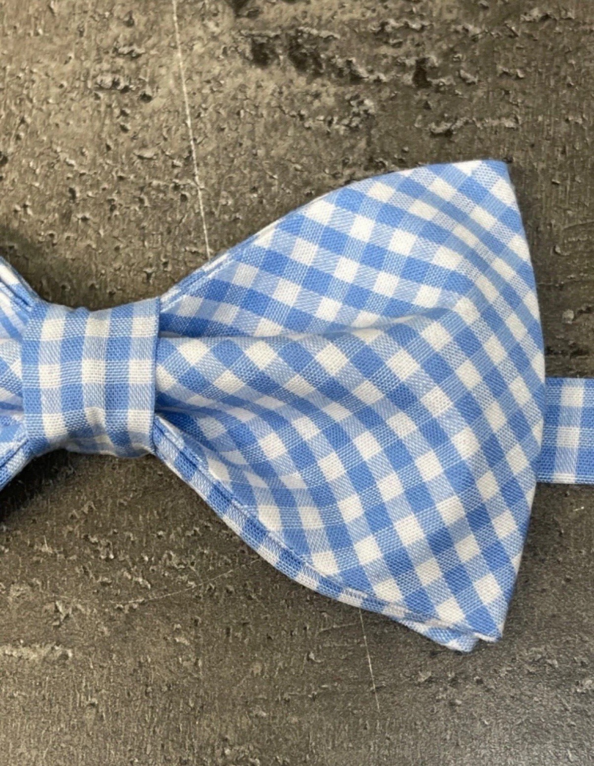 NEW Custom Mens Gingham Bow Tie Pre-tied Adjustable Gift Blue/White Check