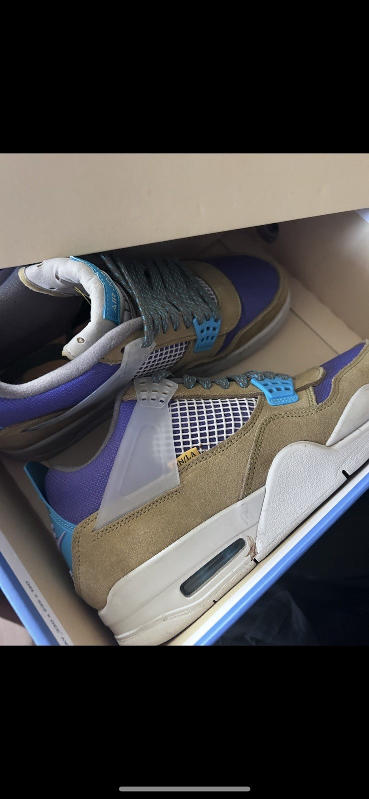 Jordan Air Jordan 4 Mid Top Lace-Up Colorblock Tan Purple Blue White