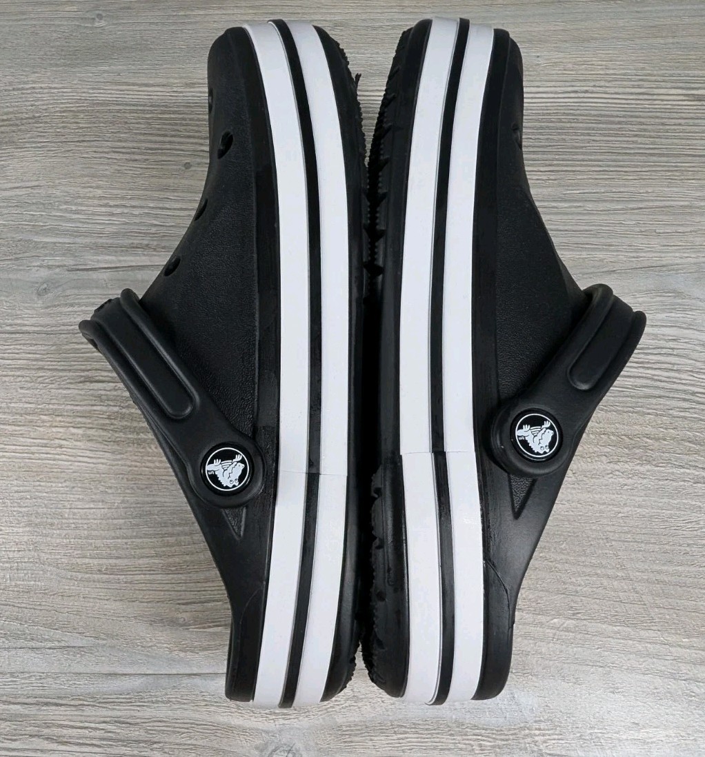 Crocs Unisex M6 W8 Black White Bayaband Clogs Slip On Comfort Shoes New