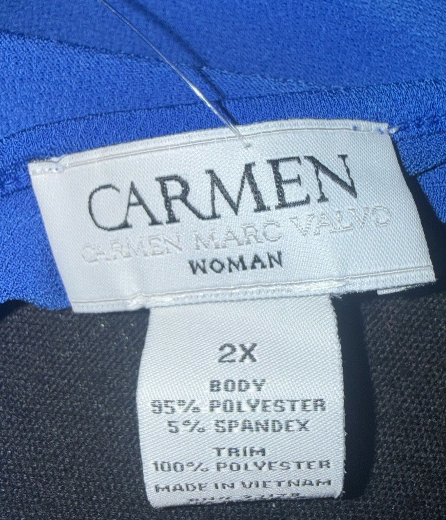 Polyester/spandex blend blouse, Carmen by Carmen Marc Valvo, cape-sleeve style