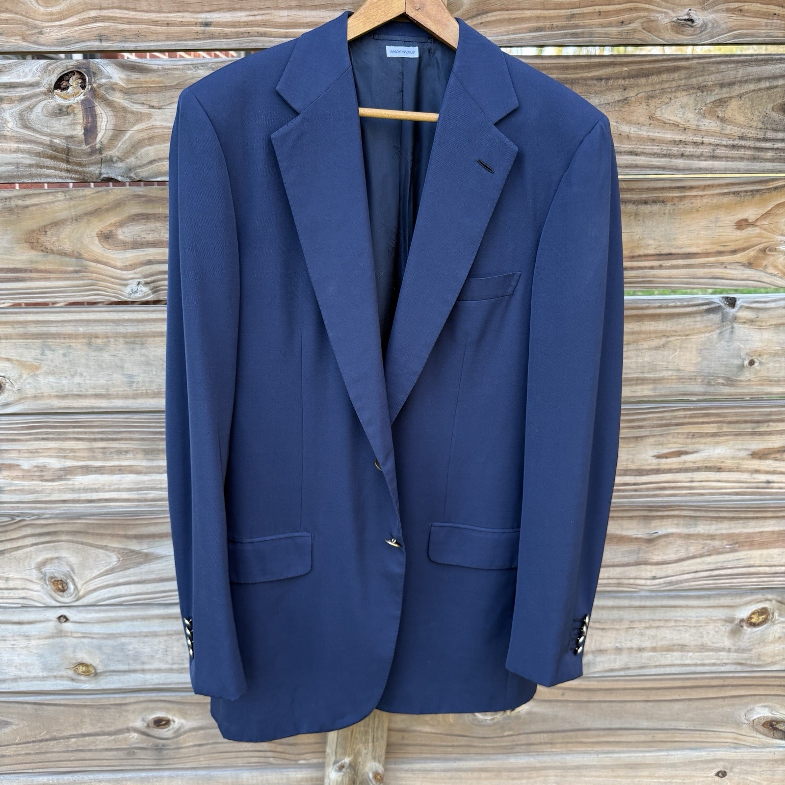 Brioni Blue Blazer Mens 38 or 40 Jacket Navy NOMENTANO Logo Buttons