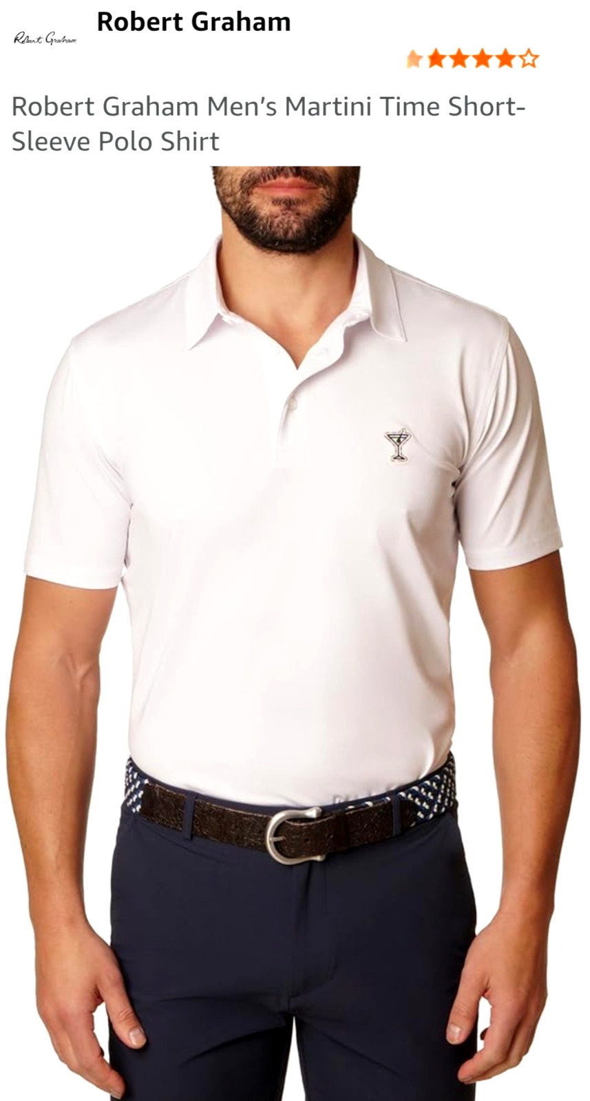 NEW ROBERT⛳️GRAHAM, MENS SIZE XL, MARTINI🍸TIME PERFORMANCE🌞UV⚪️POLO-MSRP$98.00