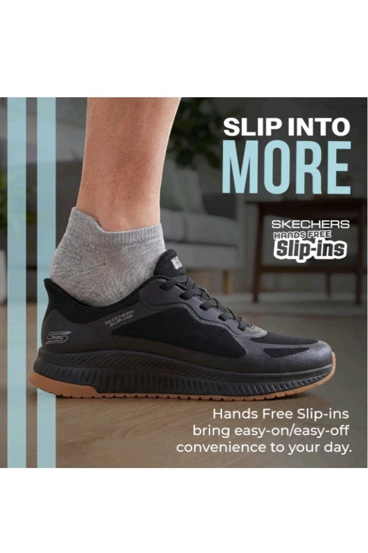 SKECHERS BOBS Squad 4 Hands Free Slip-ins Black Mesh Sneaker Cushioned
