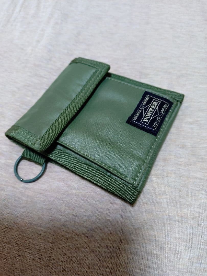 Porter Capsule Wallet Green Used 12cm x 10.5cm Compact Mens Wallet