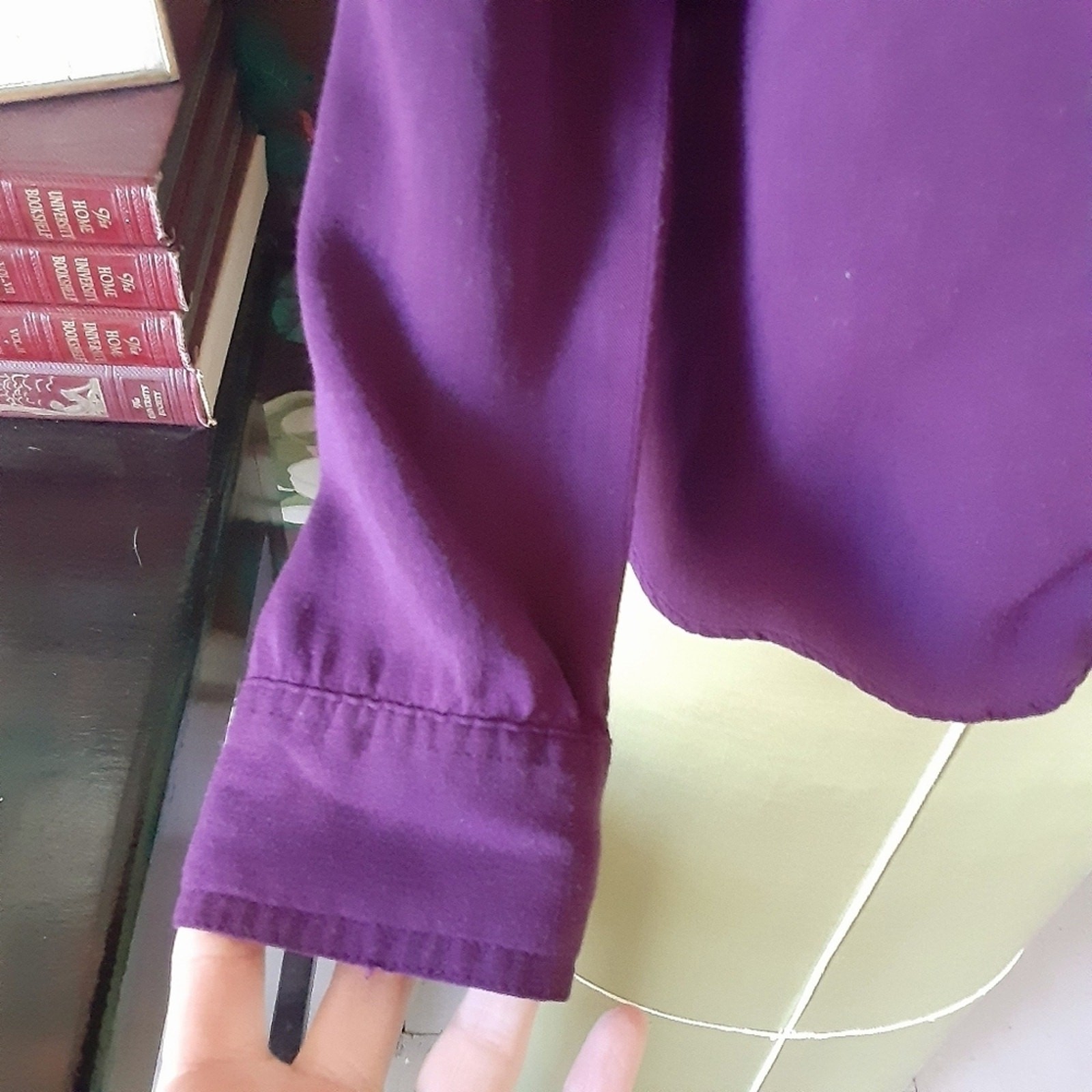 Rock & Republic Purple Button-Up Blouse XS Soft Drape Shirt Minimal Chic