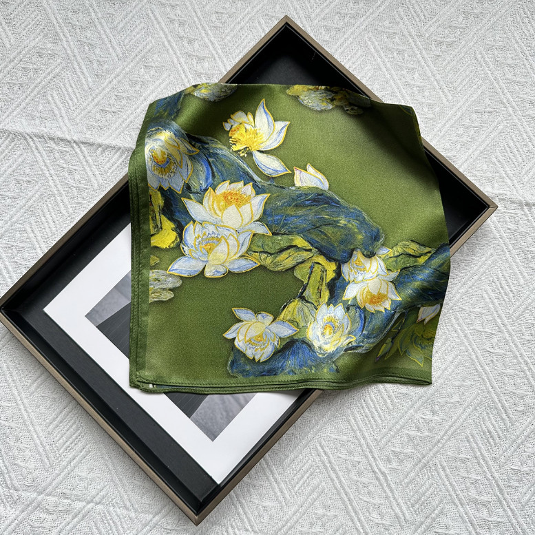 100% Mulberry Silk 20″ Square Scarf Women Neckerchief Wrap Green flo25s 256