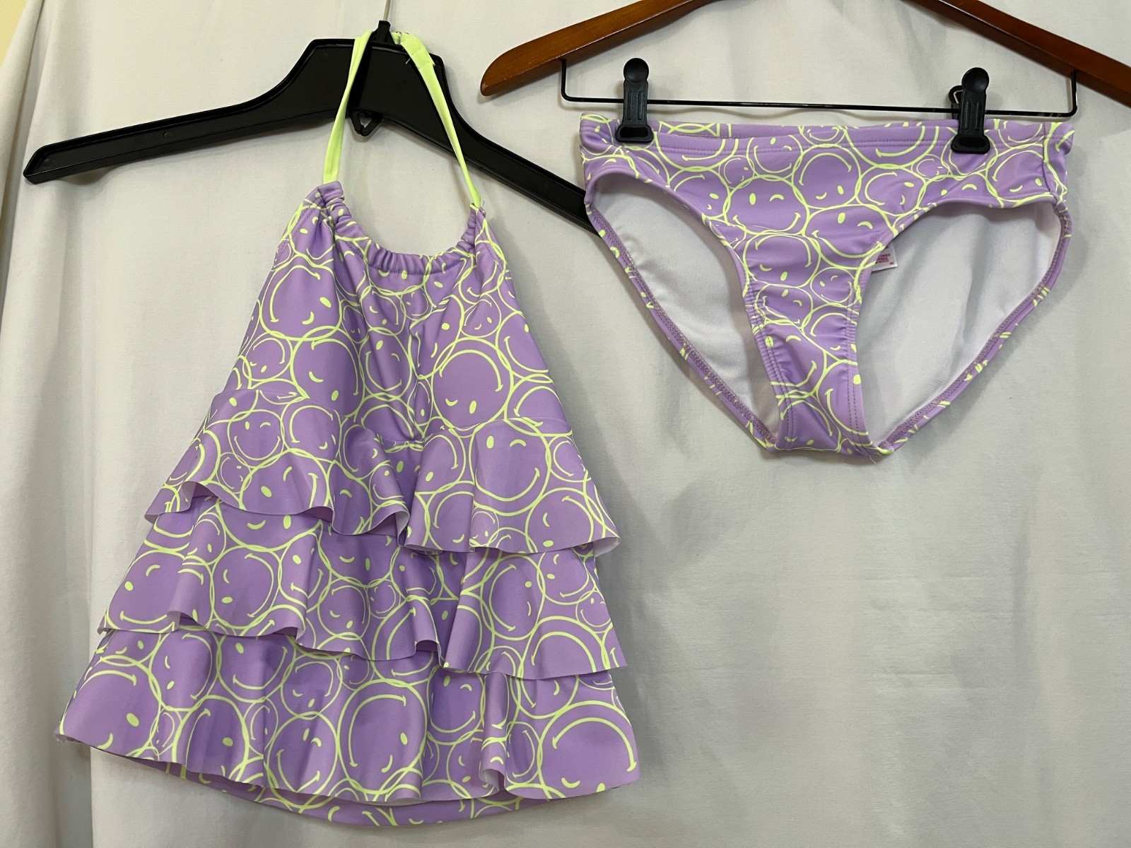 Justice Girls 2 piece Emoji Ruffle Halter Tankini Swimsuit Many size New