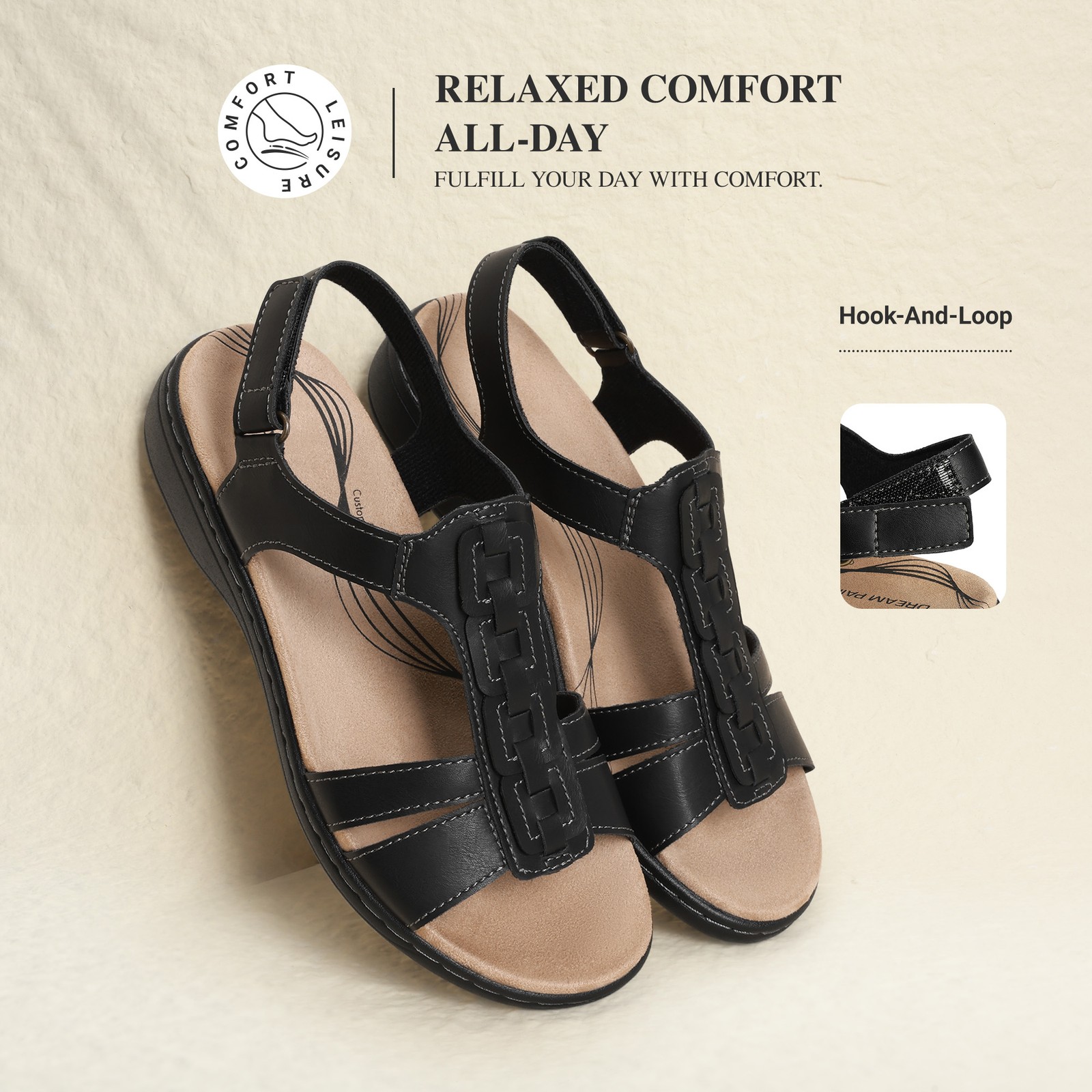 Women T-Strap Flat Sandals Arch Support All Day Comfort Beach Vacation Sandals