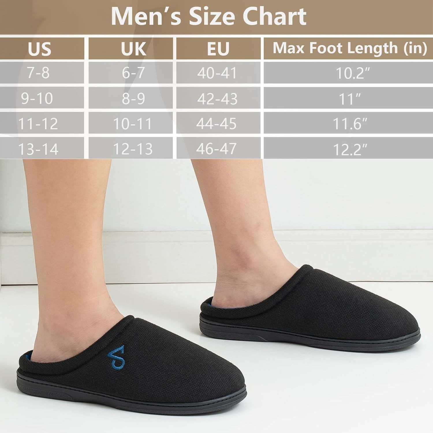Men’S Cozy House Slippers Indoor Shoes Memory Foam Insoles & Rubber Soles