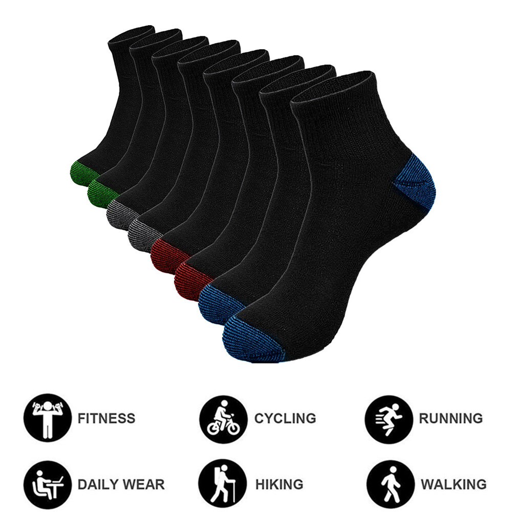 Men Cushioned Cotton Athletic Ankle Quarter Crew Socks Low Cut Size 9-13