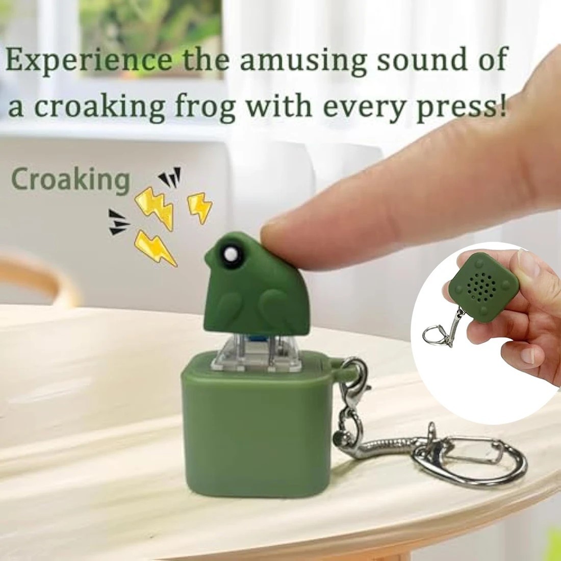 Frog Knocking Toy Frog Keyboard Keychain Decor Emit Light And Sound Pendant TL