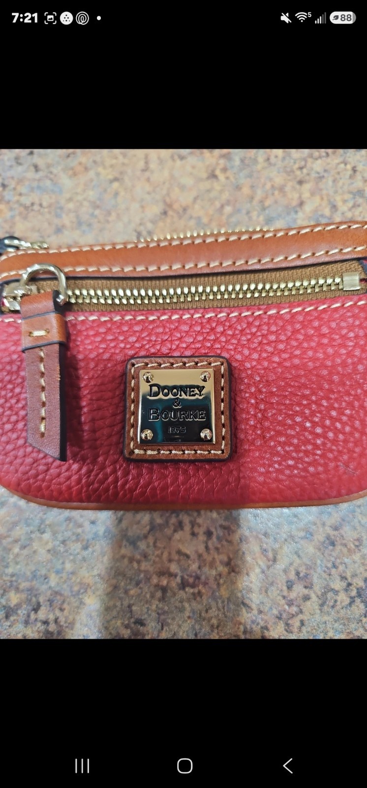 Dooney & Bourke Women’s Solid Red Zip Coin Wallet Case w/ Logo Accent